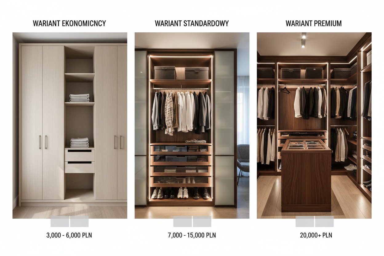 Ile kosztuje garderoba na wymiar — zestawienie trzech wariantów
