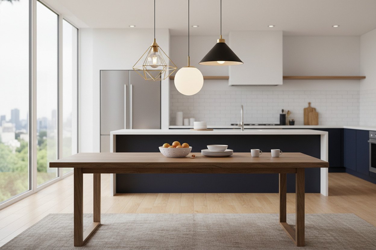 Lampy wiszące nad stołem kuchennym — estetyka i funkcja w jednym