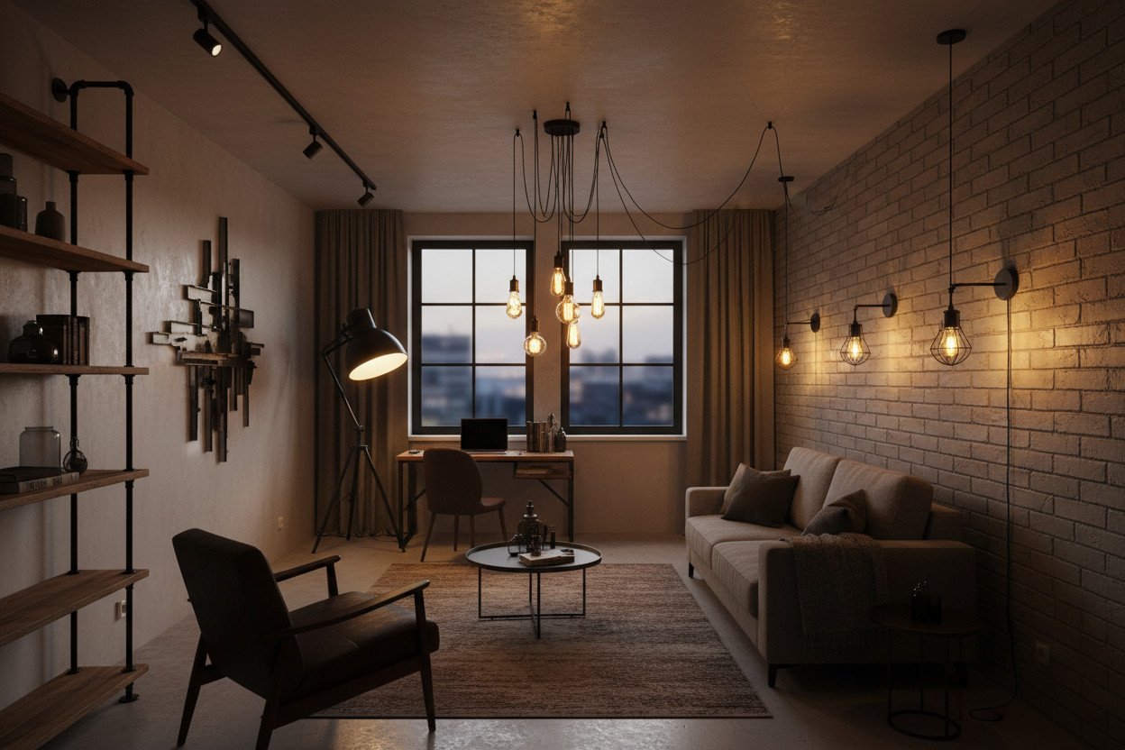 Loft w kawalerce — jak oświetlenie zmienia wszystko