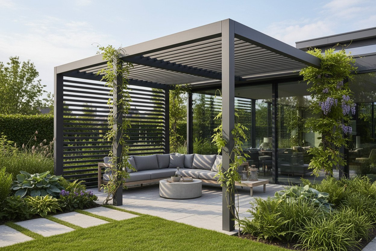 Pergola aluminiowa — trwałość bez kompromisów konserwacyjnych