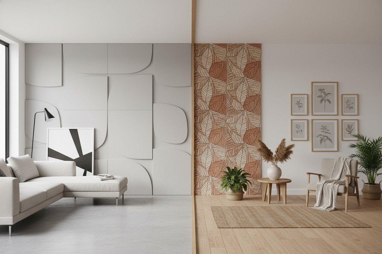 Ściana 3D w salonie — jak dobrać wzór do stylu wnętrza