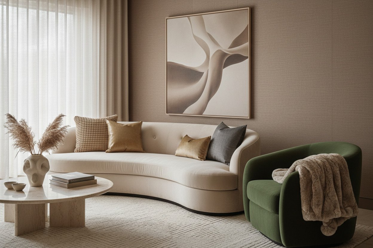 Soft luxury — zmysłowe tkaniny i tapicerka jako element dekoracyjny