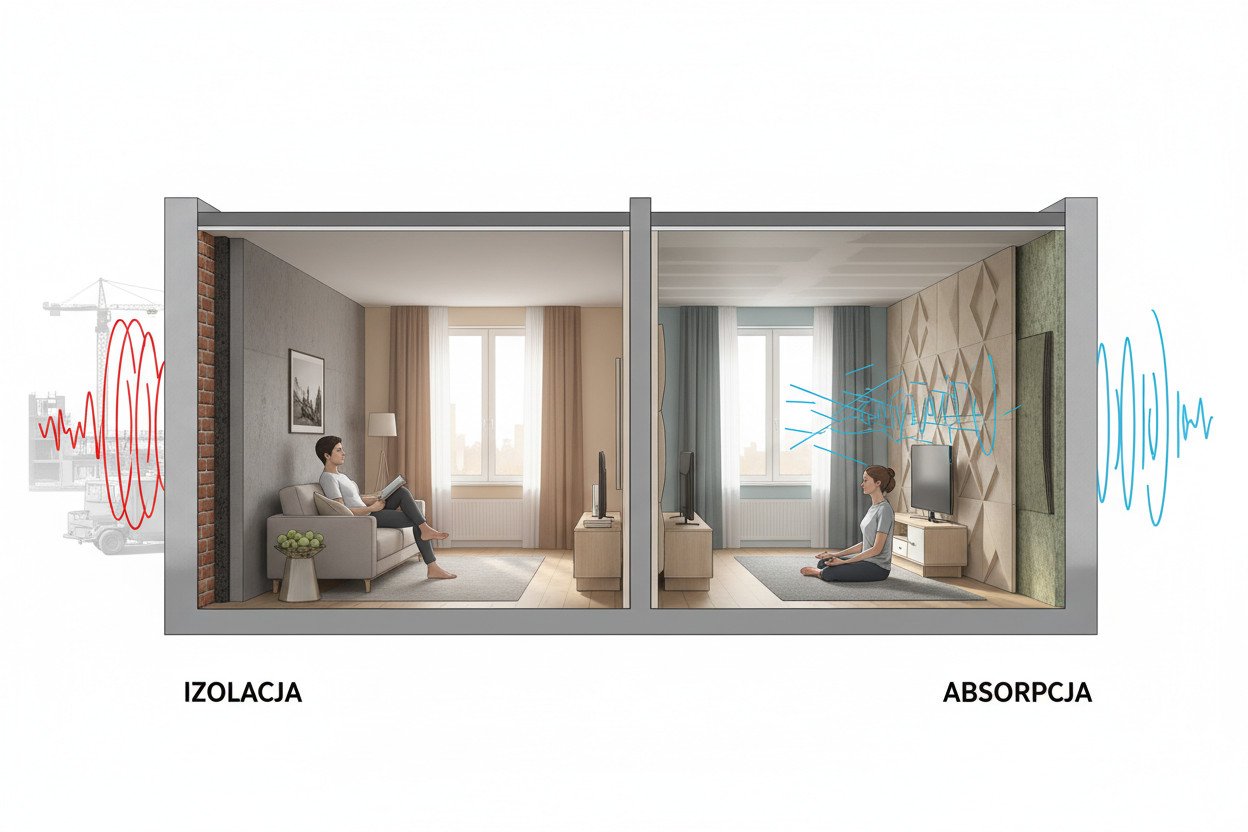 Wyciszenie mieszkania — na czym polega różnica między izolacją a absorpcją