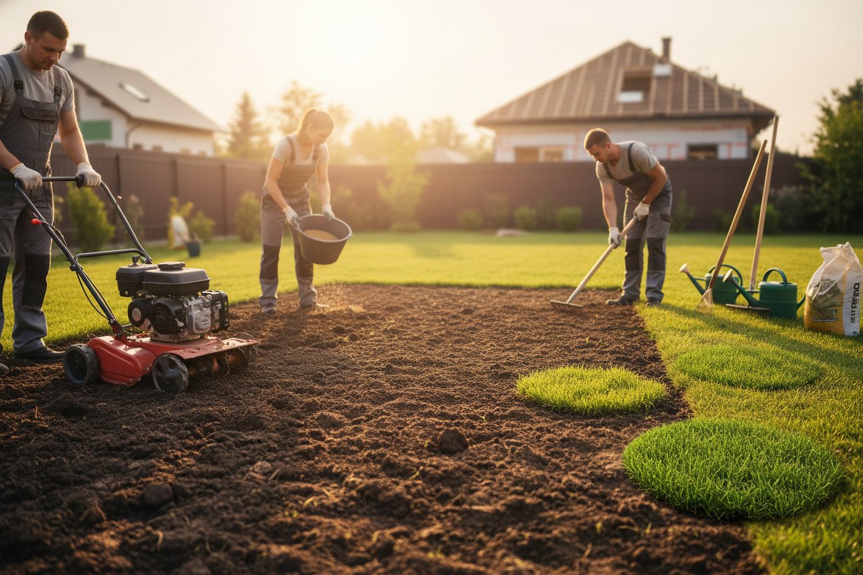 Zakładanie trawnika z siewu — harmonogram i koszty robocizny